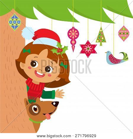 Cute Girl Dog Near Vector Photo Free Trial Bigstock