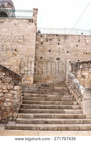 Stairs Of Church Of The Sepulchre Of Saint Mary, Also Tomb Of The Saint Mary, A Christian Tomb In Th
