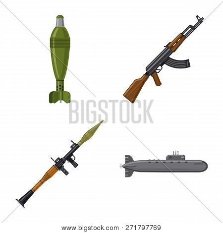 Vector Design Of Weapon And Gun Symbol. Collection Of Weapon And Army Stock Symbol For Web.