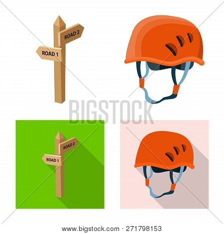 Vector Illustration Of Mountaineering And Peak Sign. Collection Of Mountaineering And Camp Stock Sym