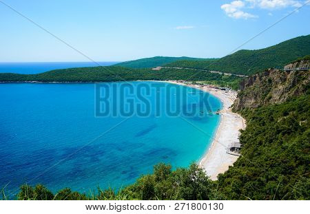Beach Jaz Adriatic Sea. Top View From Mountain