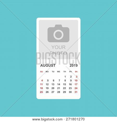 Calendar August 2019 Year In Simple Style. Calendar Planner Desi
