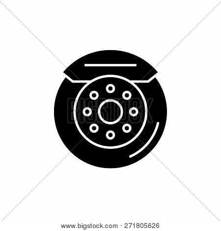 Car Brake Pads Black Icon, Vector Sign On Isolated Background. Car Brake Pads Concept Symbol, Illust