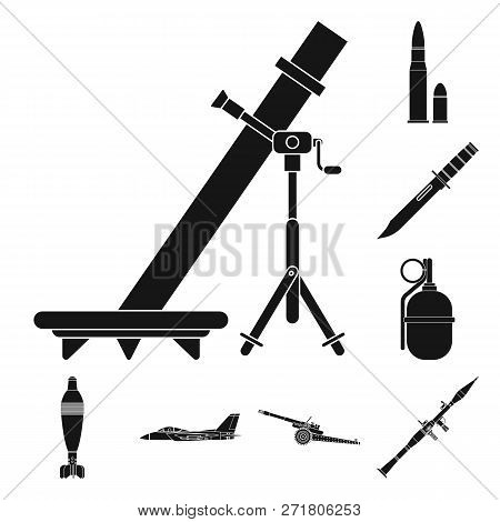 Vector Illustration Of Weapon And Gun Sign. Collection Of Weapon And Army Stock Symbol For Web.