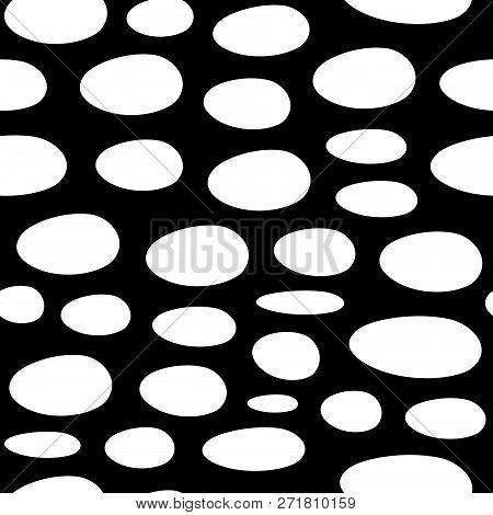 Abstract Seamless Vector Pattern. White Spots On A Black Background