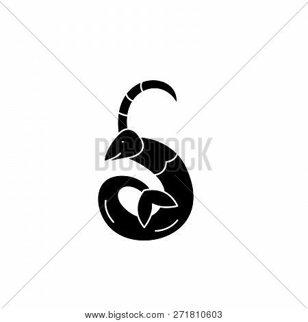 Capricorn Zodiac Sign Black Icon, Vector Sign On Isolated Background. Capricorn Zodiac Sign Concept 