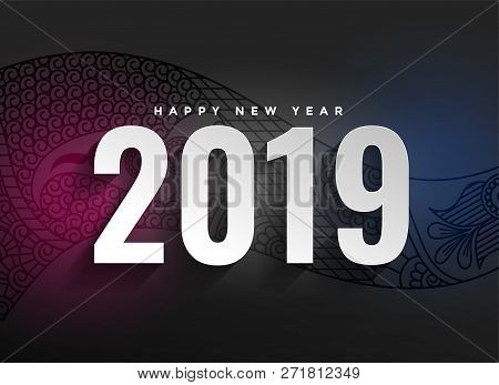 2019 New Year Decorative Dark Background Vector Illustration