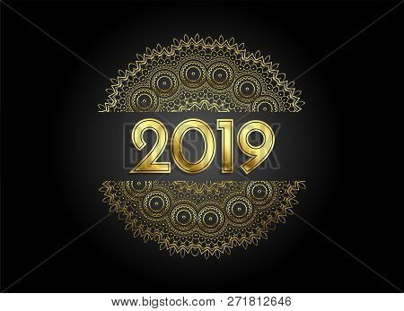 Premium 2019 Golden Mandala Style Decorative Background Vector Illustration