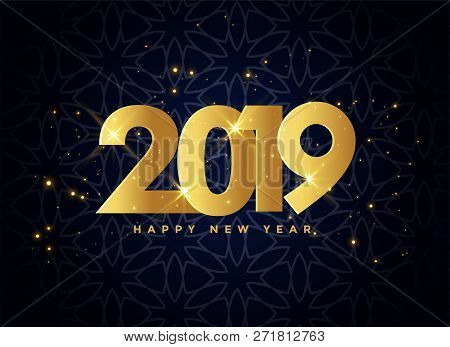 Lovely 2019 Golden Sparkles Background Vector Illustration Art