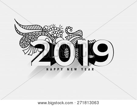 Decorative 2019 3d Effect Background Vector Illustration Art