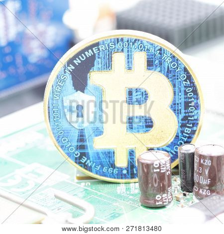 Motherboard Of A Computer The Coin Of Bitcoin