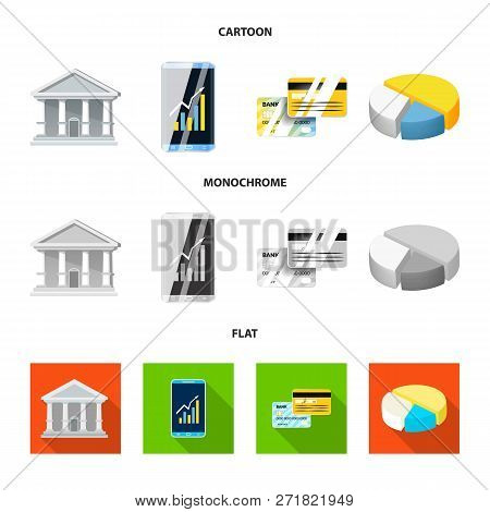 Vector Illustration Of Bank And Money Icon. Collection Of Bank And Bill Stock Vector Illustration.
