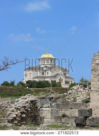 Sevastopol, Republic Of Crimea - June 23, 2015: Ruins Chersonesus Is An Ancient Greek Colony Founded