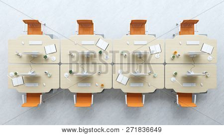 Interior modern open space office 3D illustration