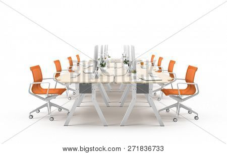 Interior modern open space office 3D illustration