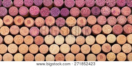Smooth Transition Of Color On The Background Of Corks Of Red And White Wine. Wine Corks Background H
