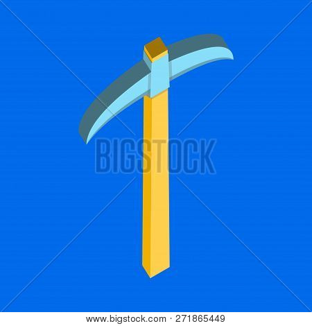 Pickaxe Breaking Mountain Linear Icon. Mining. Navvy Pick. Contour Symbol. Editable Stroke