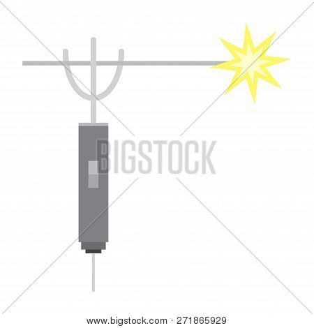 Mig Welding Torch In Hand Icon White Isolated On Color Background. Vector Illustration