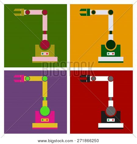 Lathe Machine Icon. Flat Illustration Of Lathe Machine Vector Icon For Web On White Background