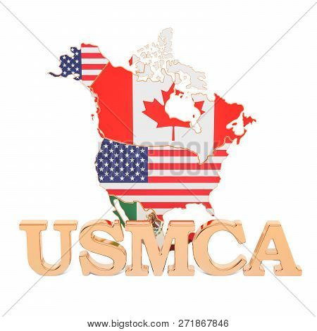 United States Mexico Canada Agreement, Usmca Concept. 3d Rendering