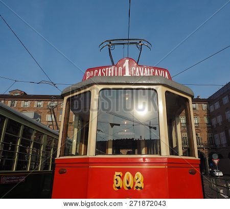 Vintage 502 Tram At Trolley Festival In Turin