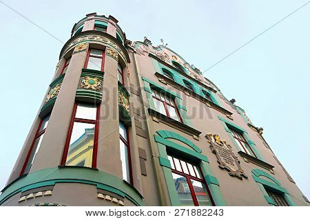 The Building 23/25 On Pikk Street In Art Nouveau Style, Tallinn, Estonia. The Building Was Built In 