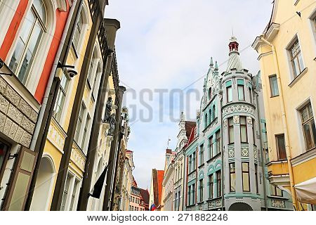 The Buildings On Pikk Street In Art Nouveau Style, Tallinn, Estonia