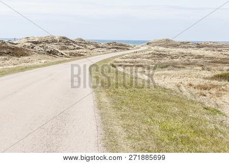 Single Country Route To Norre Vorupor Village In Denmark.