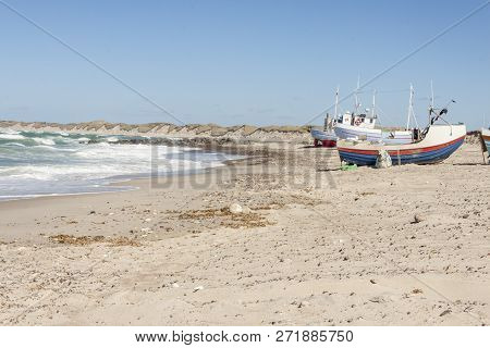 Fishing Boats On The Beach In Norre Vorupor, Denmark