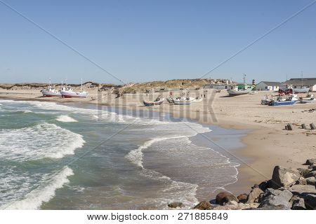 Fishing Boats On The Beach In Norre Vorupor, Denmark