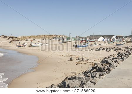 Norre Vorupor, Denmark - May 8, 2017: Fishing Boats On The Beach On May 8, 2017 In Norre Vorupor, De