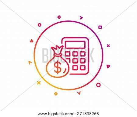 Calculator Money Bag Vector Photo Free Trial Stock Calculator With Money Bag Line Icon Accounting Sign Calculate Finance Symbol Grant Pattern