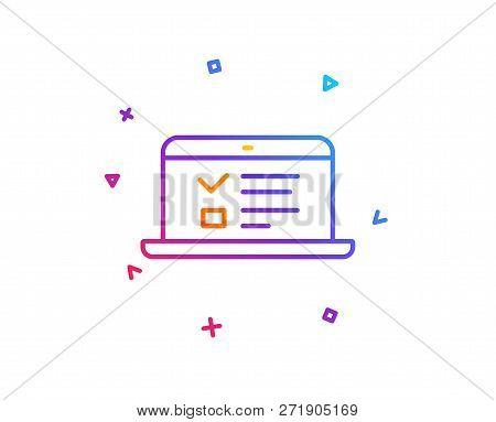Online Education Line Icon. Notebook Or Laptop Sign. Web Presentation Or Internet Lectures Symbol. G
