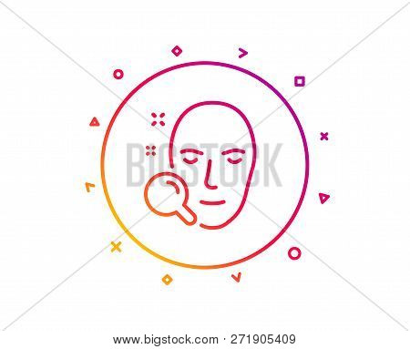 Face Search Line Icon. Head Recognition Sign. Gradient Pattern Line Button. Face Search Icon Design.