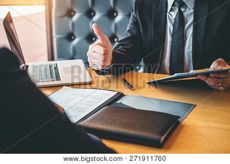 Successful Business Senior Manager During A Job Interview With Employee Young Man Meeting Applicant
