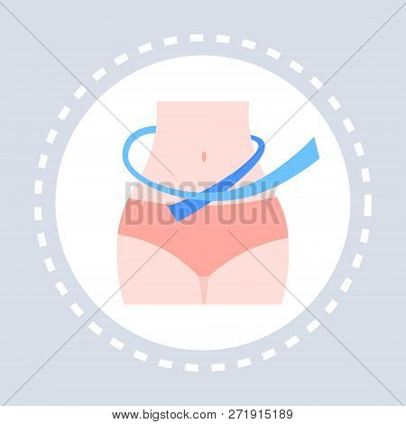 Measuring Waist With Tape Female Figure Icon Healthcare Medical Service Logo Medicine And Health Sym