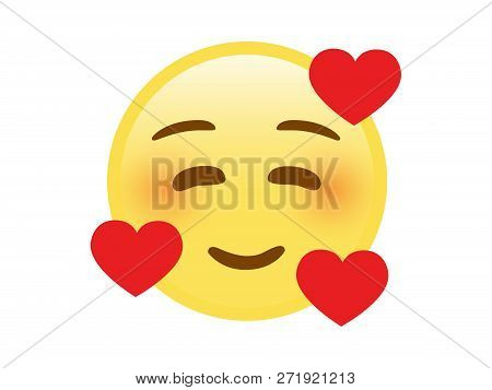 The Isolated Yellow Smiley Red Cheek Face Icon With Sweet Heart