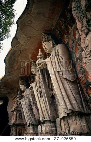 Dazu Rock Carvings as the World Heritage Site located in suburb Chongqing, China