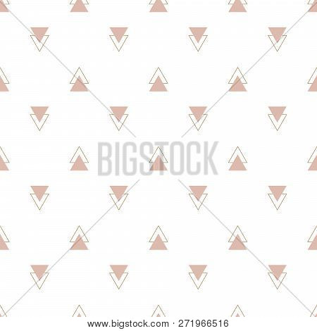 Fashion Simple Rose Triangle Geometric Vector Pattern. Seamless Gold Pale Minimalistic Shapes Backgr