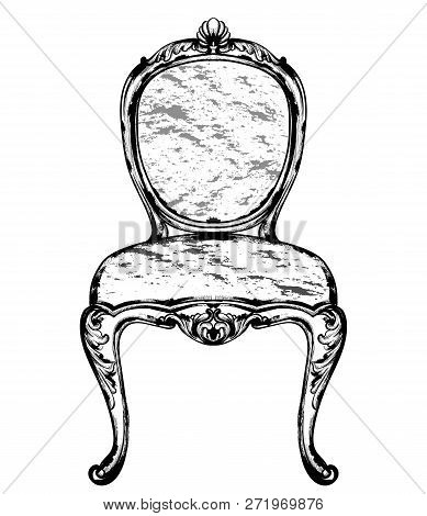 Rich Classic Armchair. Royal Style Decotations. Victorian Ornaments Engraved. Imperial Furniture Dec