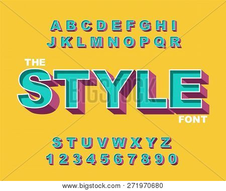 3d Bold Retro Font. Vintage Alphabet Vector 80 S, 90 S Old Style Graphic Poster