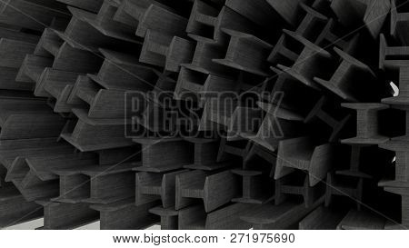render of 3d construction metal beams