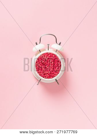 Valentines Day Concept Pastel Minimalis, Time To Gift On Pink Background