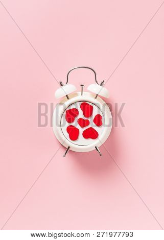 Valentines Day Concept Pastel Minimalis, Time To Gift On Pink Background