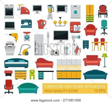 High Quality Icons Of Home Appliances And Furniture