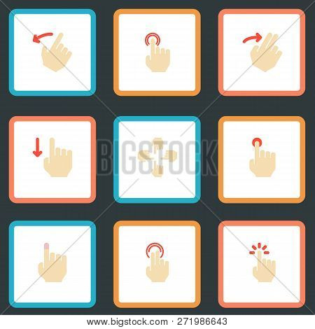 Set Of Gesticulation Icons Flat Style Symbols With Multitouch, Swipe, Slide And Other Icons For Your