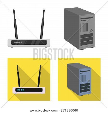 Isolated Object Of Laptop And Device Icon. Collection Of Laptop And Server Vector Icon For Stock.