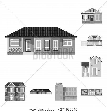 Vector Design Of Building And Front Logo. Set Of Building And Roof Stock Vector Illustration.