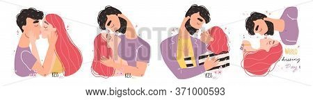 Romantic Couple In Love Kissing. World Kissing Day