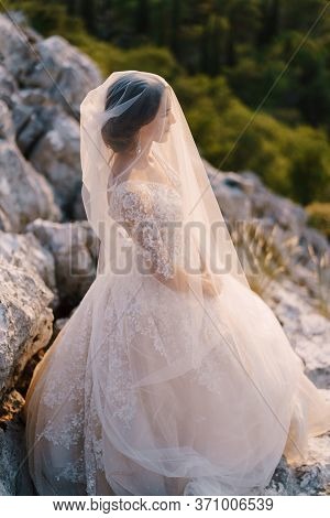 Close-up Portrait Of A Bride Covered With A Veil. Fine-art Destination Wedding Photo In Montenegro, 
